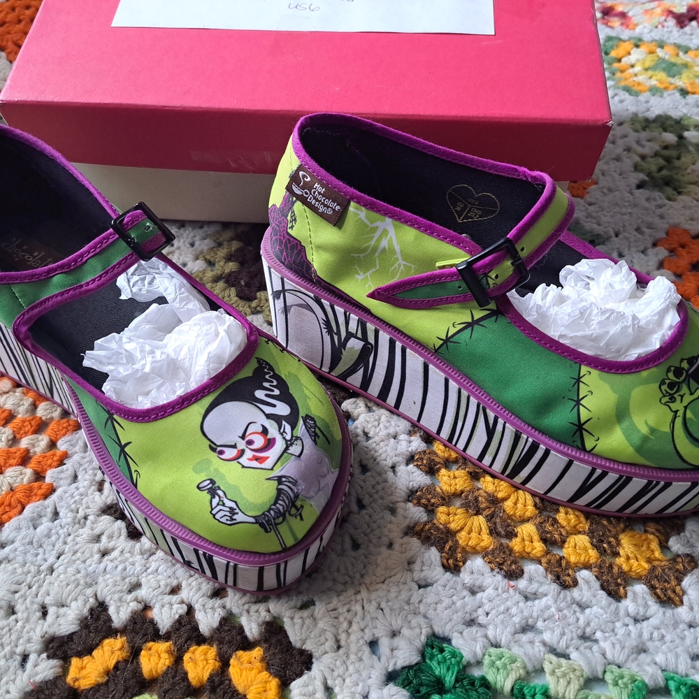 Green and Purple Platform Mary Jane Shoes